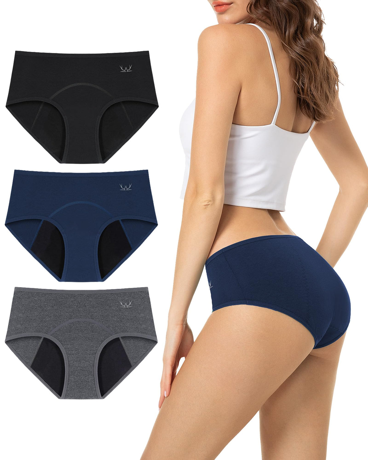 TANSTC Period Pants for Women, Leakproof Period Underwear Pack of 3