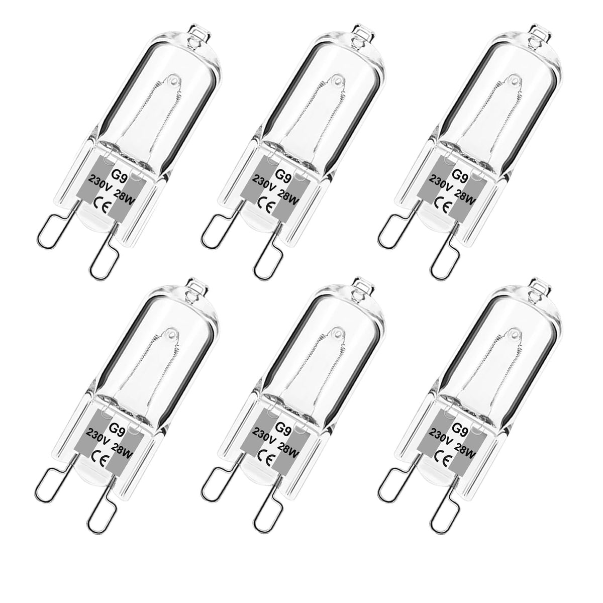 G9 Halogen Bulbs 33W, G9 Halogen Light Bulbs Warm White 2700K, Capsule Bulb Dimmable 230V for Ceiling Lights, Crystal Lamps, Chandeliers，Ovens, Microwave, Non Flicker,6 Pack