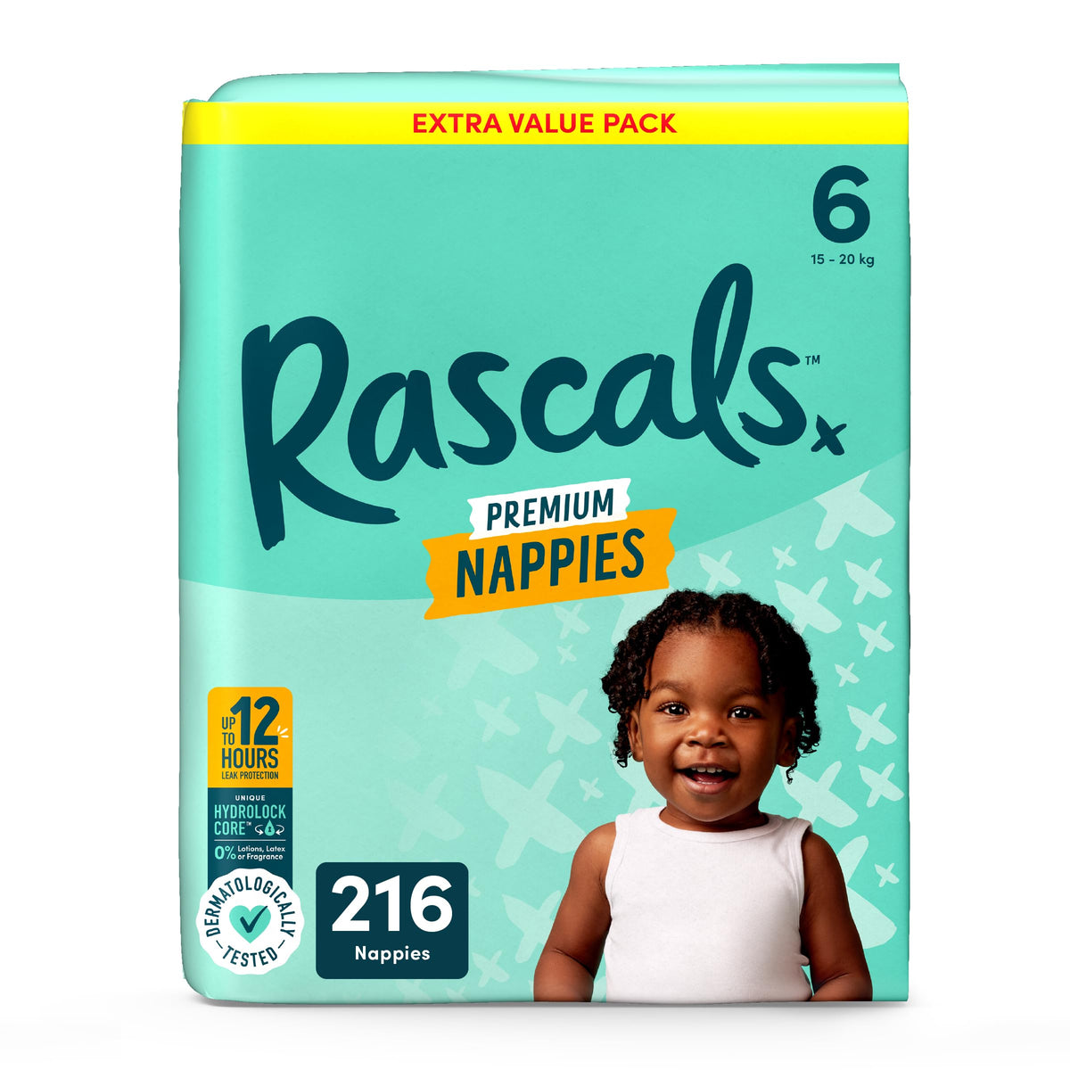 Rascals Premium Nappies Size 3, 296 Count, Feather-Soft