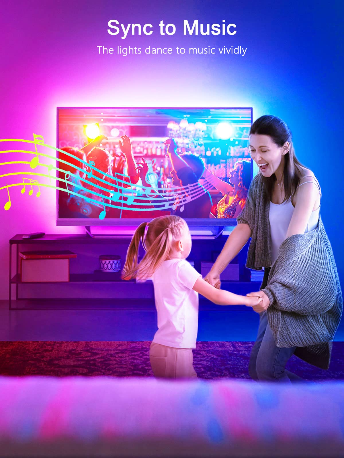 KANTUTOE TV Lights, 4m RGB LED Strip Lights for 32-55 Inch TV, Music Sync Bluetooth APP and Remote Control, USB Powered for Gaming/Bedroom