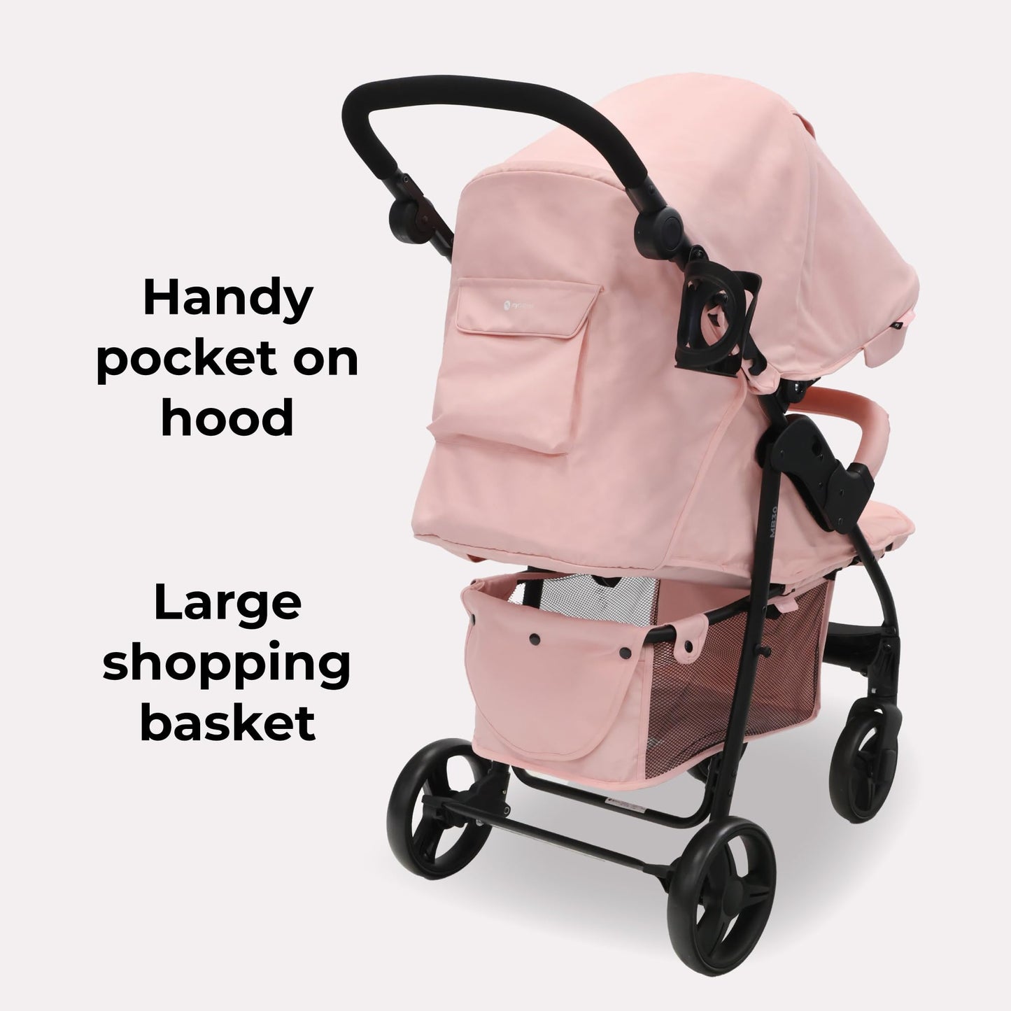 My Babiie MB30 Pushchair – from Birth to 4 Years (22kg), Easy Compact Fold, Large Shopping Basket, Adjustable Handle, Stroller Includes Cup Holder, Rain Cover – Black & Grey