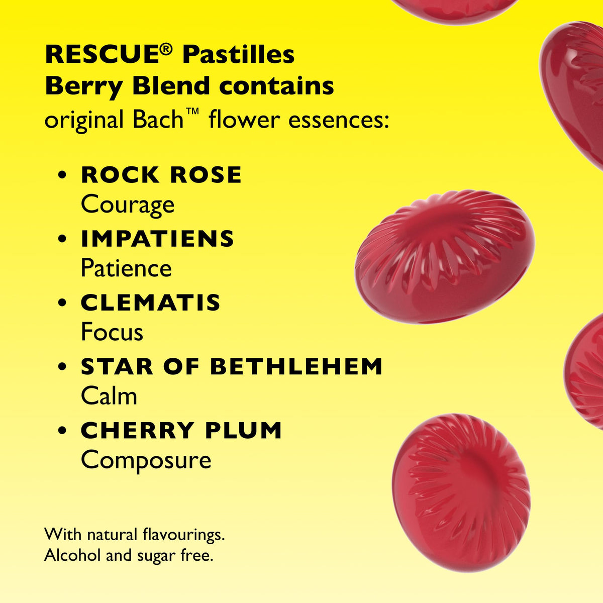 Rescue Remedy Pastilles | Orange & Elderflower Flavoured | Daily Support for Stressful Moments | Bach Original Flower Essences | Chewable Pastilles | 50g Travel Tin