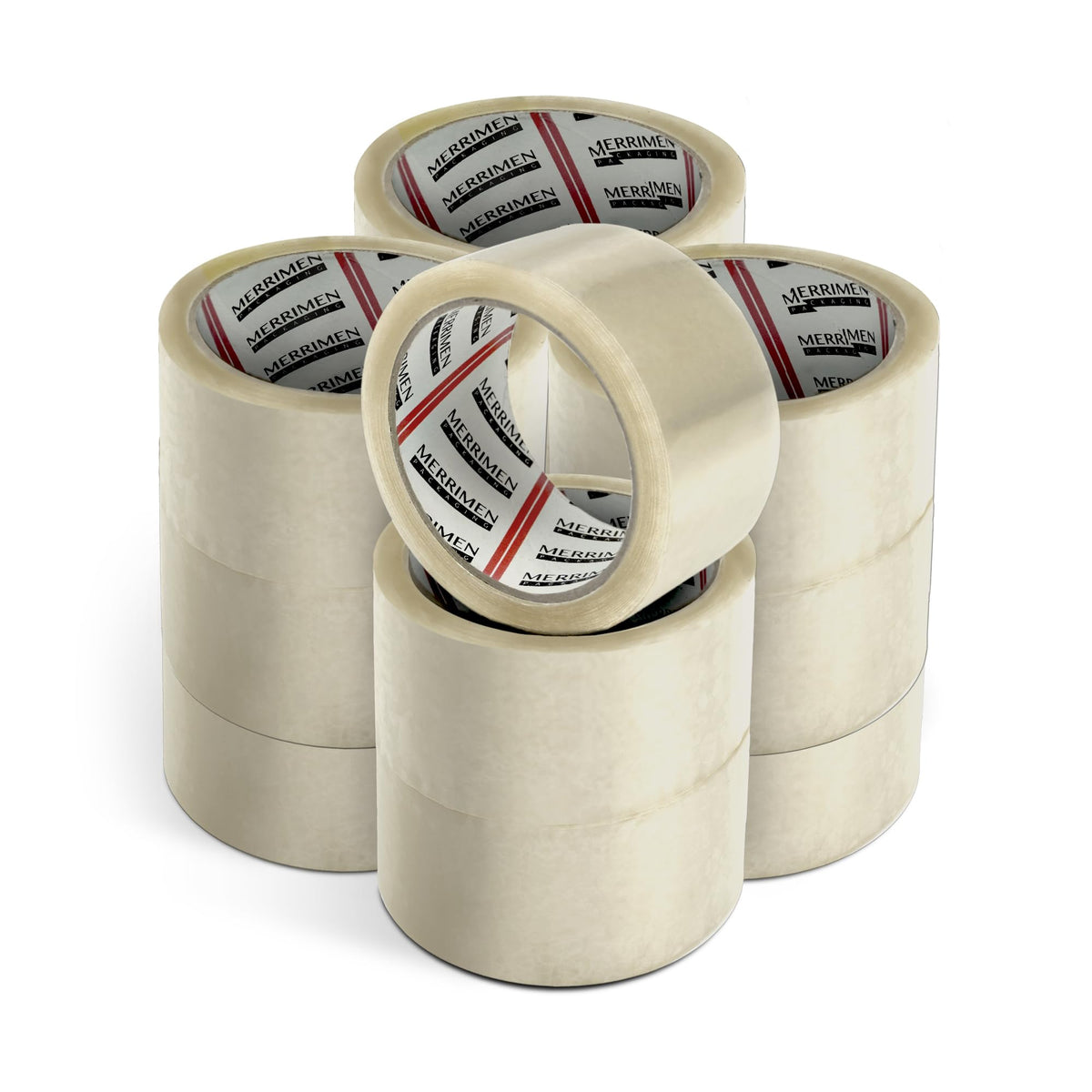 Merrimen Strong Heavy Duty Roll Pack Fragile Packaging Tape, Secure Sticky Sealing Tape for Parcel Boxes, Moving Boxes, Large Postal Bags for Long Term Storage, (48MM x 66M) (12 rolls, Fragile)