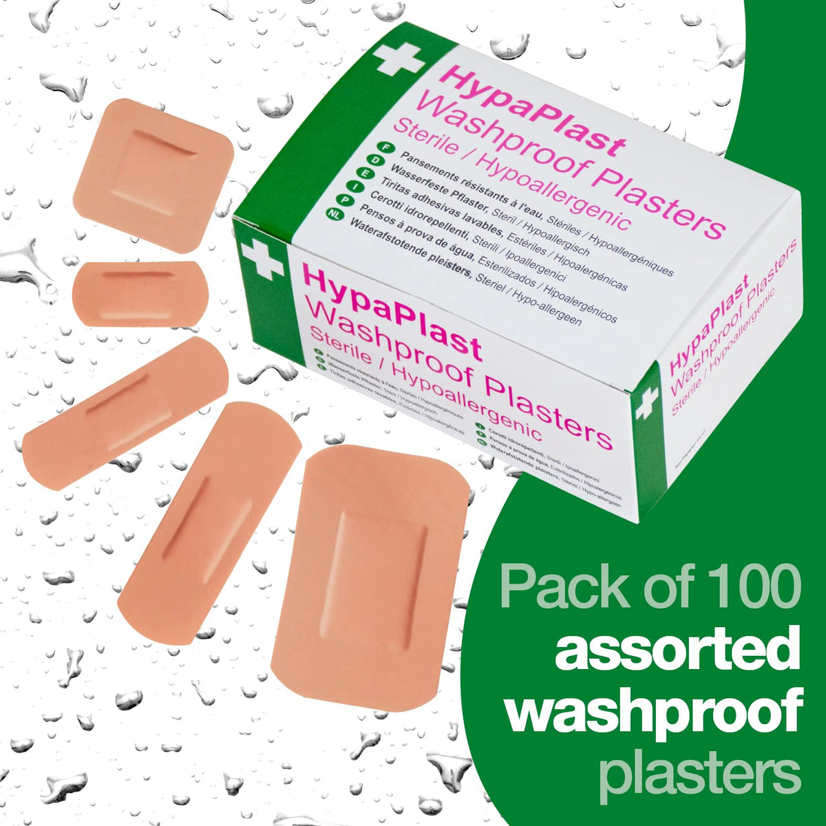Safety First Aid Group HypaPlast Pink Washproof Plasters, 7.2 x 2.5 cm (Pack of 100)