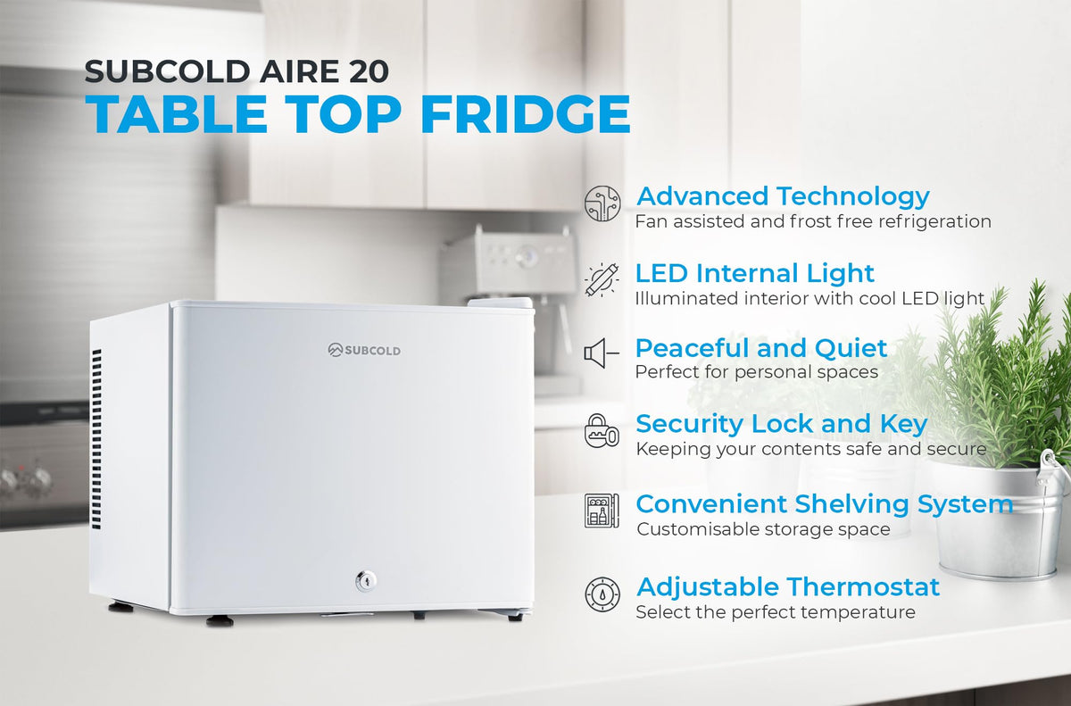 Subcold Aire20-G Mini Fridge | 20L | Frost-Free | Glass Door | LED