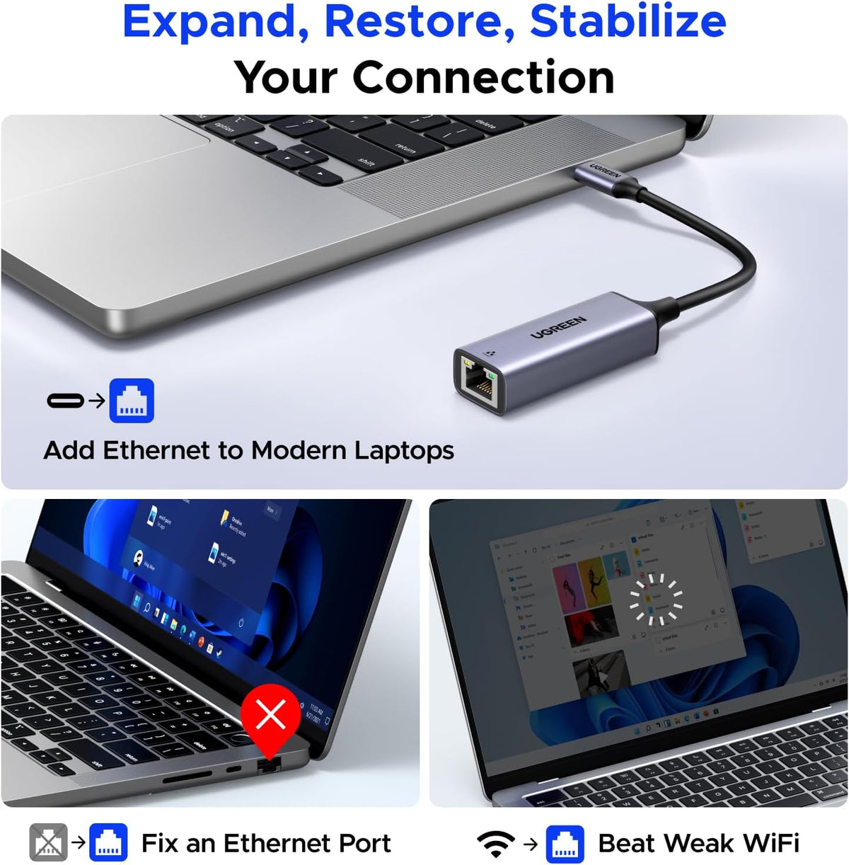 UGREEN USB C to Ethernet Adapter, Gigabit Wired Network Adapter