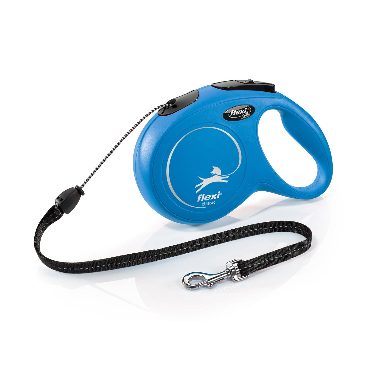flexi Classic S | 5 m Retractable Cord Leash for Dogs up to 12 kg | Black | Retractable Dog Lead | Weight: 160 g | Dimensions: 9.6 x 16.2 cm