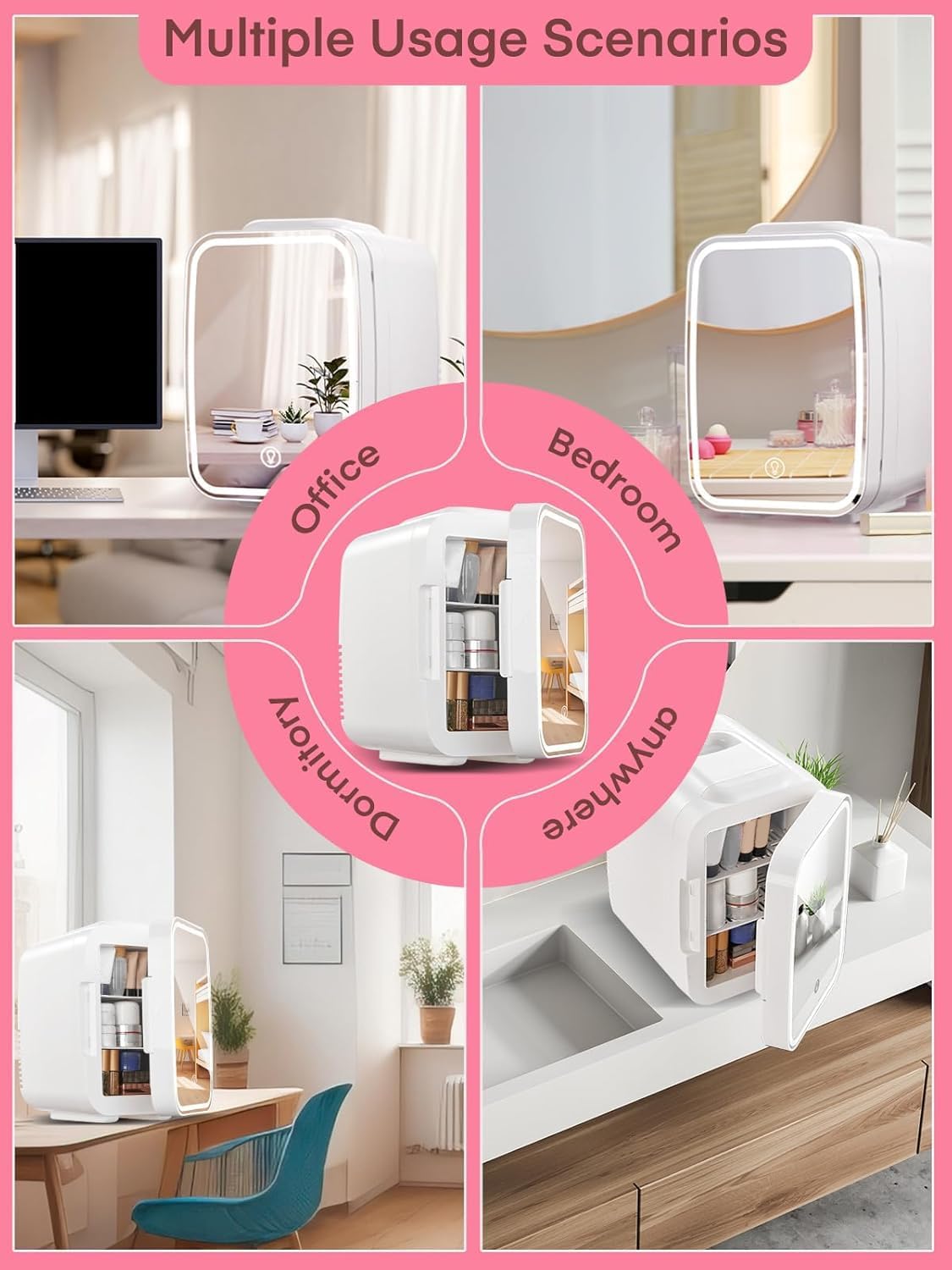 FOHERE Mini Fridge for Bedrooms, 5L/6 Can Portable Skincare Fridge
