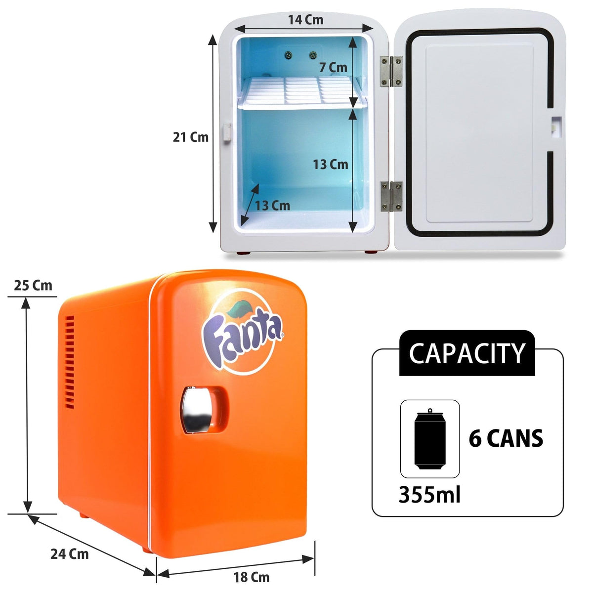 Coca Cola Polar Mini Fridge - Refrigerator for Bedroom Skincare Office, Portable Table Top Beverage Cooler, 12V DC/220V AC Refrigerador For Drinks, Soda, Wine, Use In Car, Dorm, Patio, 6 Can