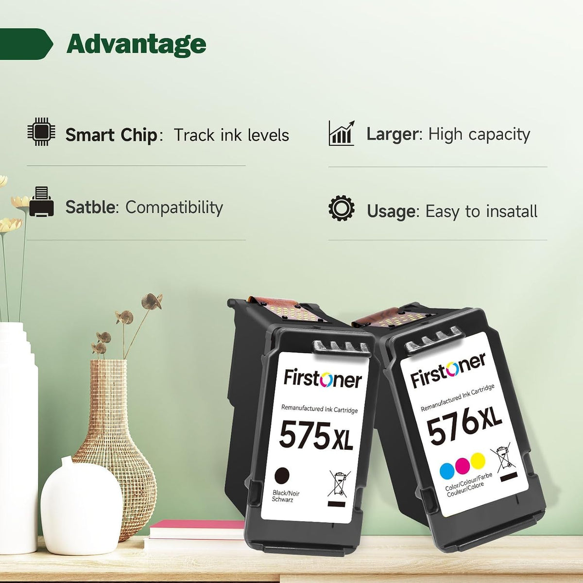 575 576 Ink Cartridges, PG-575 XL CL-576 XL Replacement for Canon 575 576 Ink Cartridges Original for PIXMA TS3550i TS3750i TS3551i TS3751i TR4750i TR4751i TR4755i TR4756i