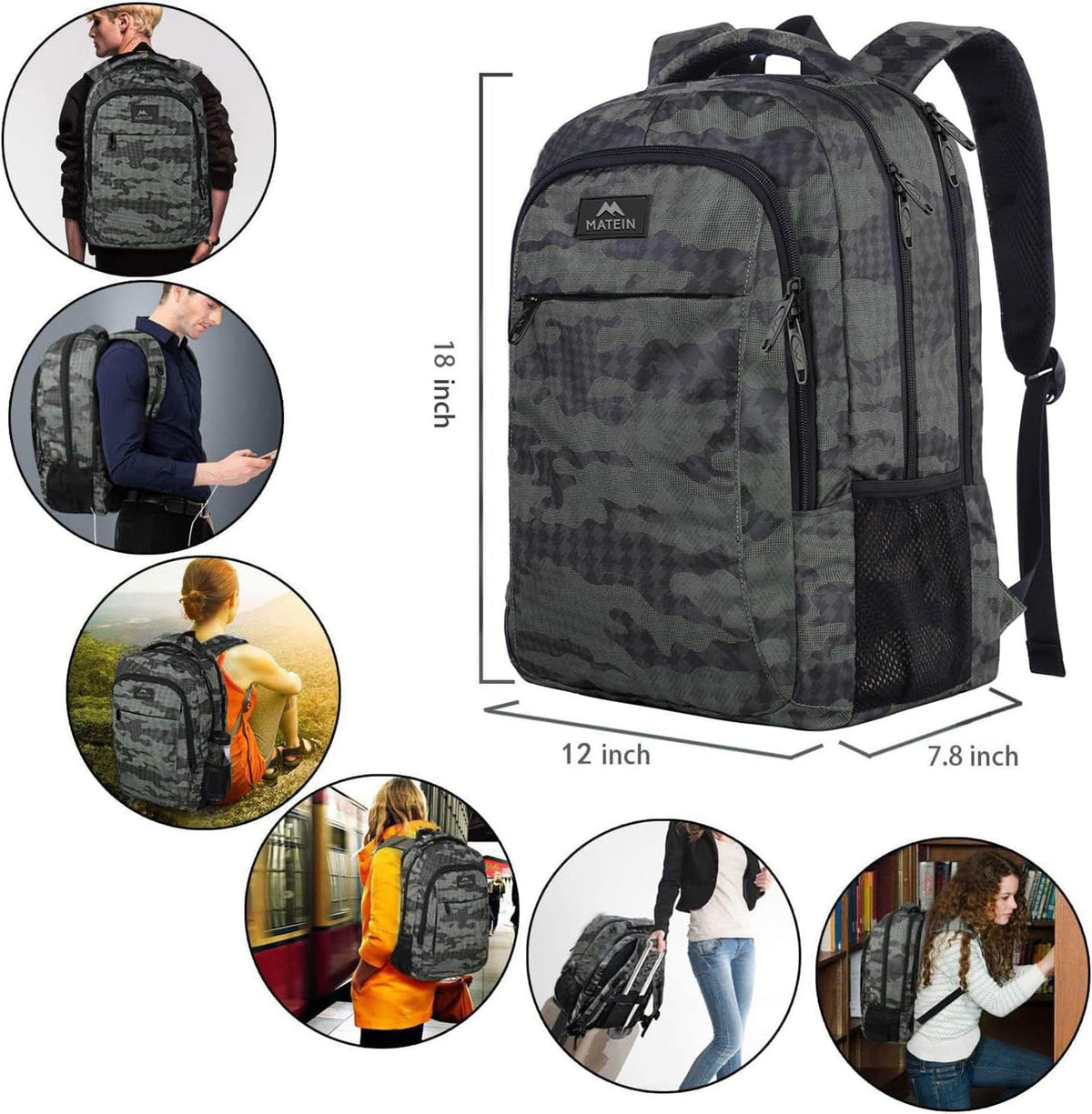 MATEIN Travel Laptop Backpack, Work Bag Laptop Bag, Rucksack for Men Work