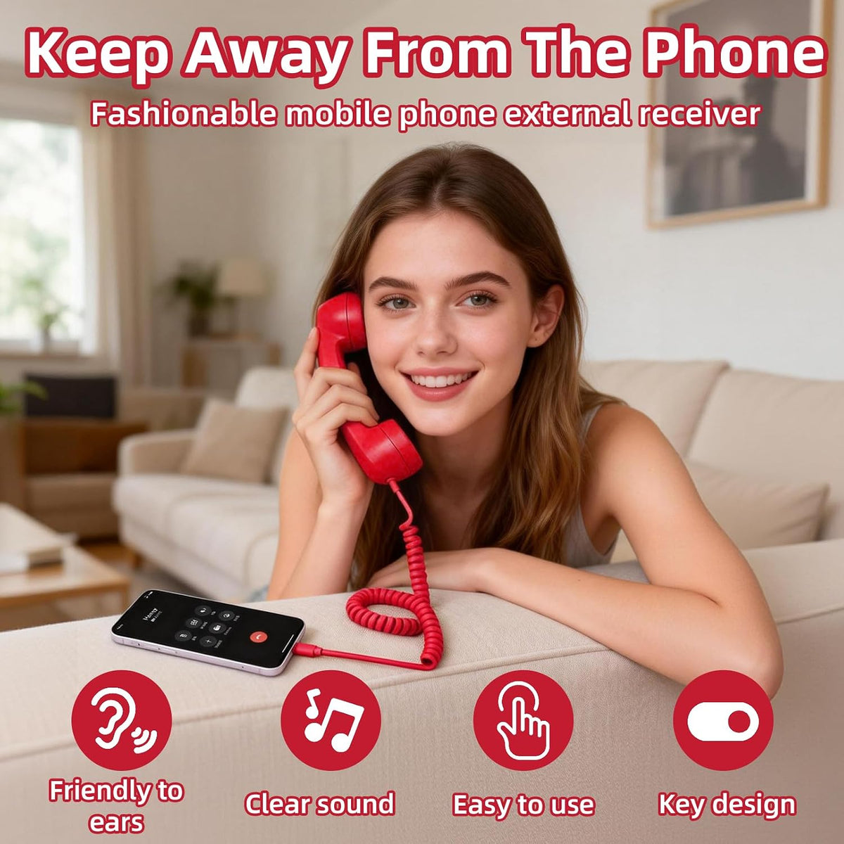 Retro Phone Handset for iPhone & Android, 2026 New Type-C Wired Receiver with Microphone & Speaker (2Pcs(Black and Red))