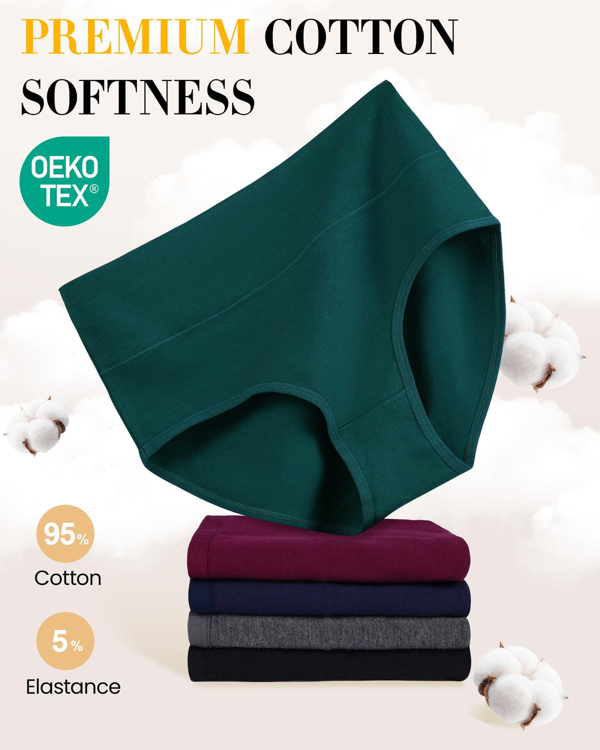 SIMIYA Cotton Underwear Women, High Waisted Knickers for Women Multipack