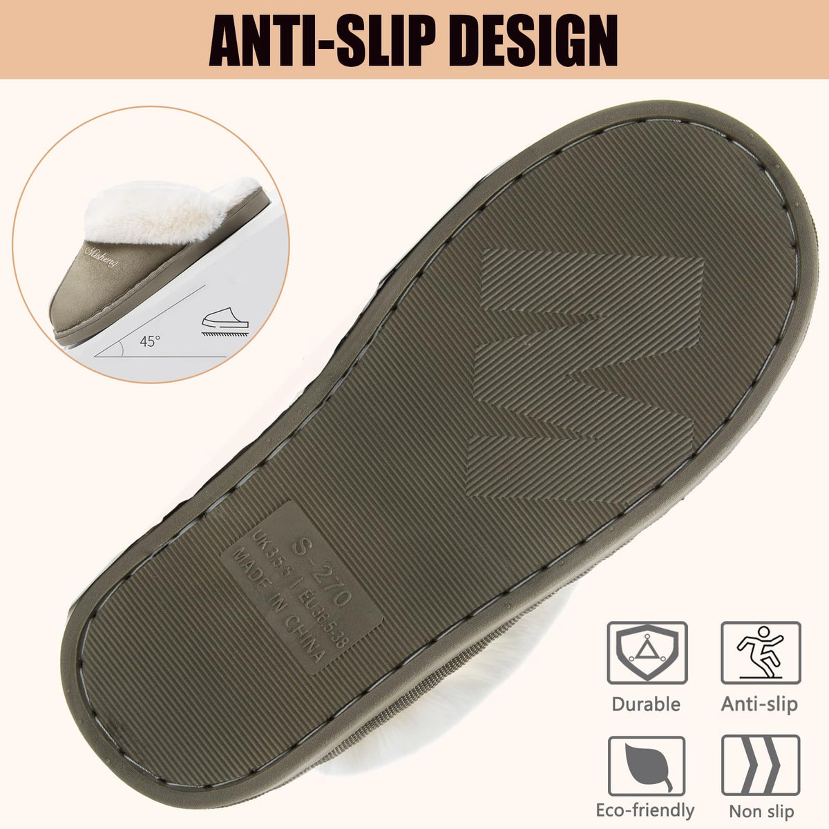Misolin Womens Slippers With Memory Foam Fluffy Slip-on House