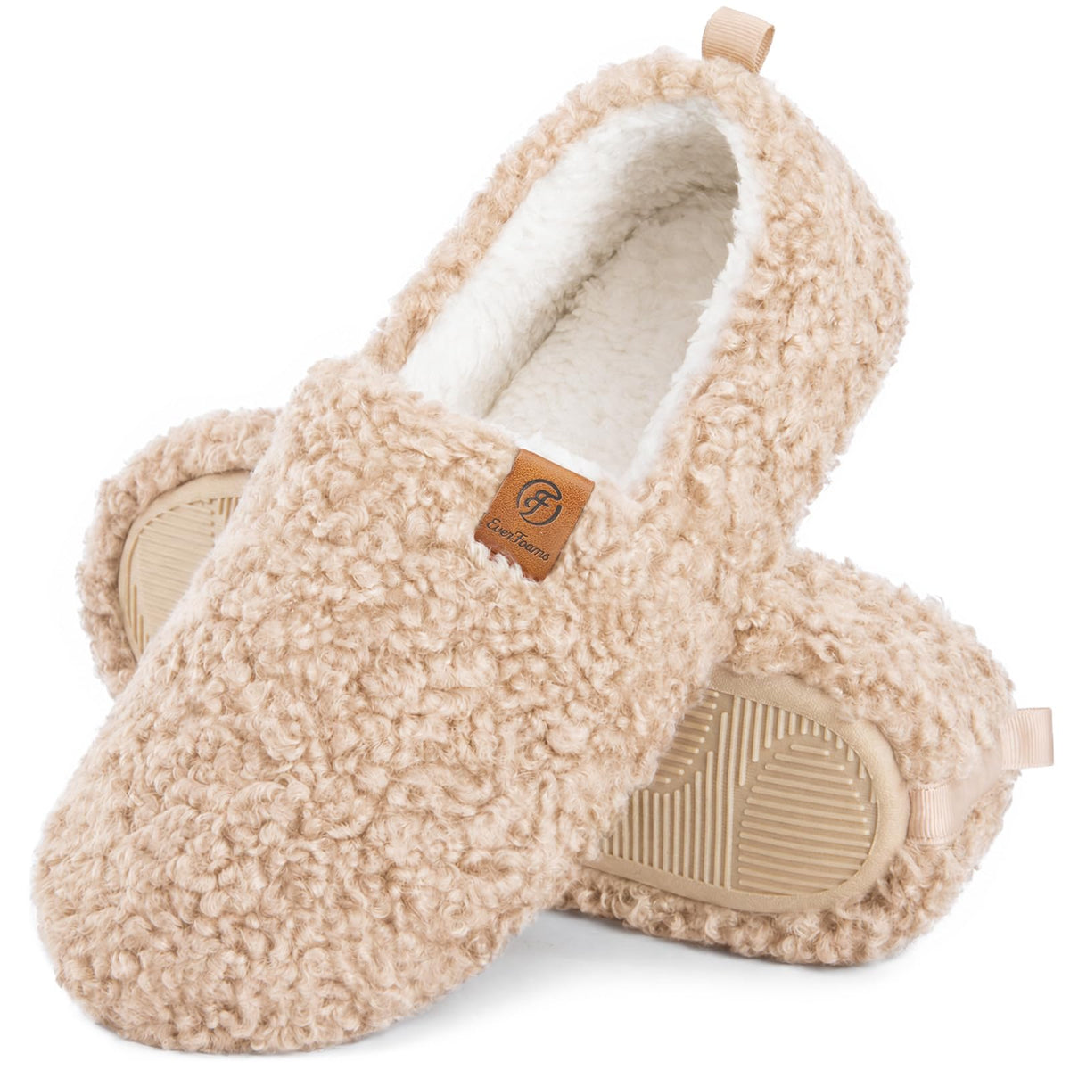 EverFoams Women's Fuzzy Full Slippers Faux Shearling Memory Foam
