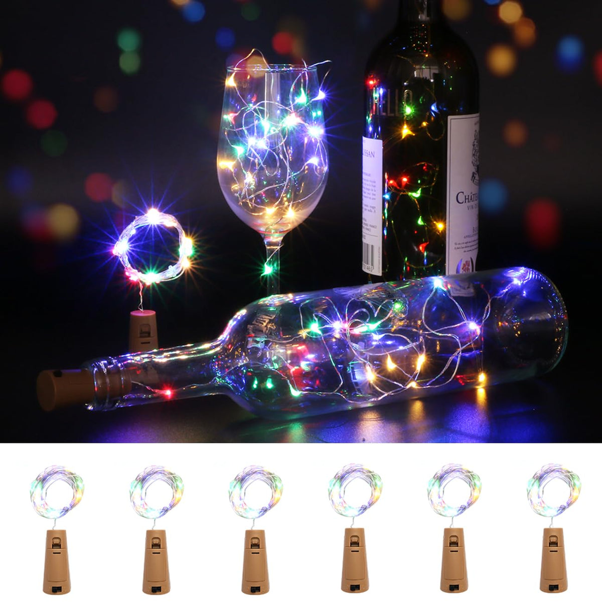 Kolpop 6 Pack Bottle Lights Battery Operated, Warm White Bottles Top Light
