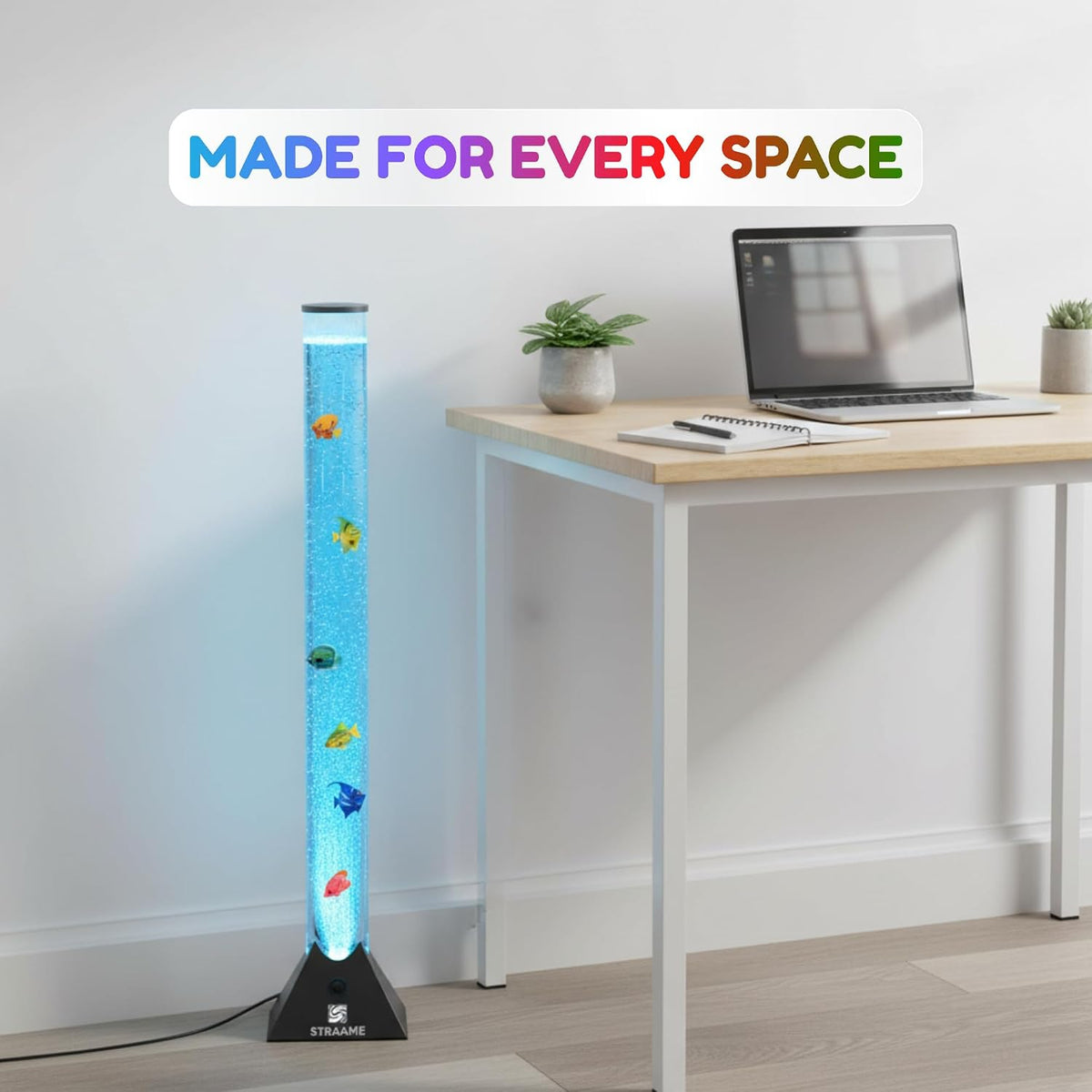 Straame 90cm LED Bubble Fish Lamp, Colour Changing Sensory Lamp, Black Base