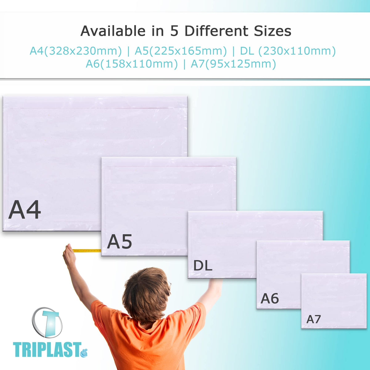 Triplast 1000 x A7 Plain Document Enclosed Wallet (95 x 125 mm) | Peel & Seal Clear Plastic Envelopes/Sleeves/Pockets/Wallets | Attach Invoices, Packing Lists & Delivery Notes to Parcels
