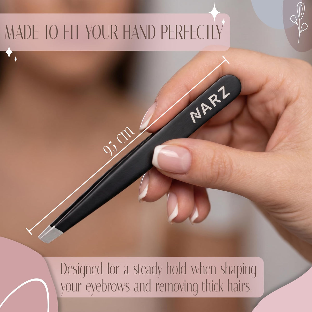 NARZ 1 Piece Professional Tweezer for Facial Hair Women & Men Stainless Steel Precision Tweezers for Ingrown Hair Tweezers for Men & Women (Shiny Black)