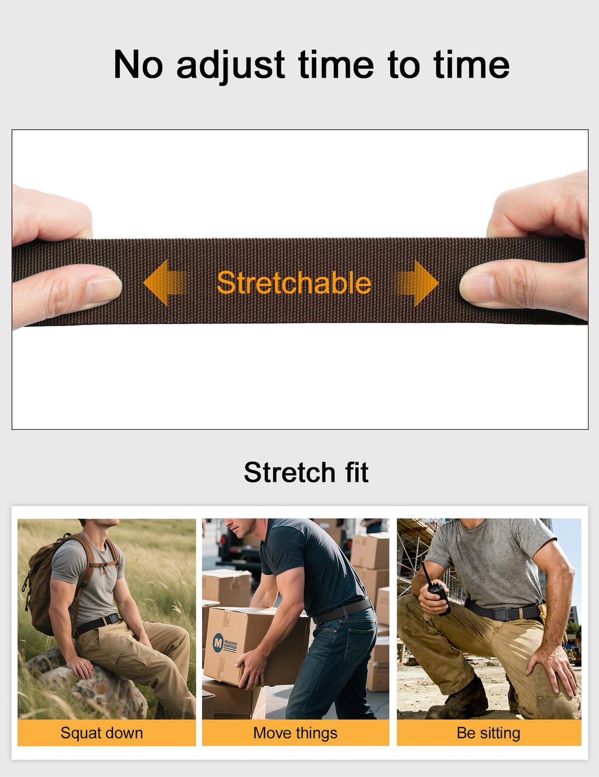JUKMO Stretch Tactical Belt for Men, Military Work Rigger Hiking 1.5" Elastic Nylon Web Ratchet Quick Release Belt in Gift Box