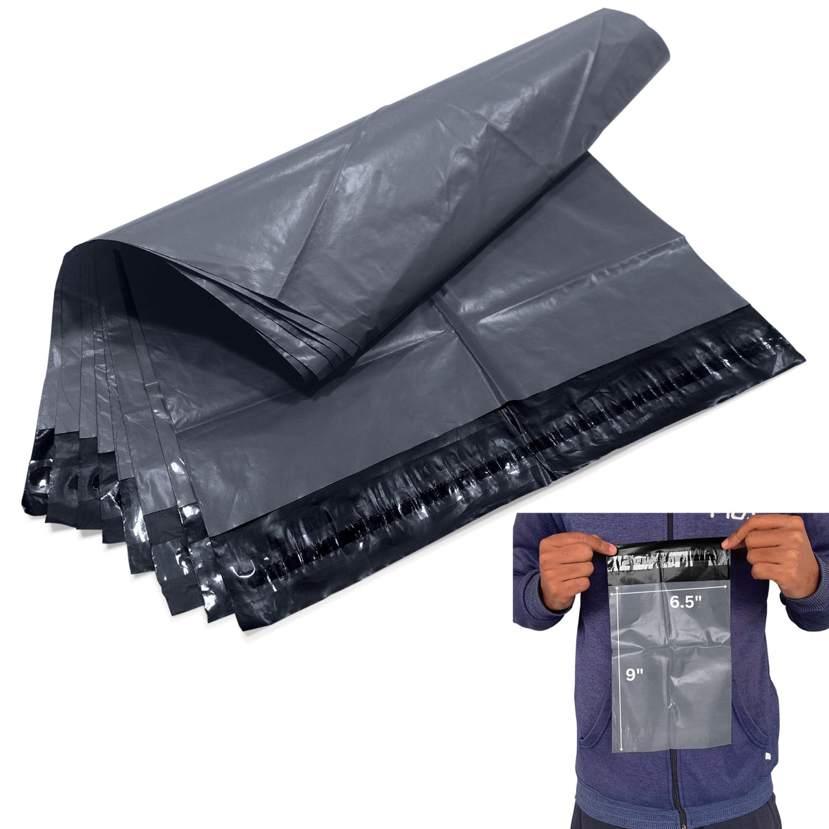 JeeJaan® 200 Small Grey Parcel Bags 4" x 6" (102 x 152mm) Strong Poly Mailer Small Postage Mailing Bags Courier Shipping Postal Bags - Posting Packing Envelopes