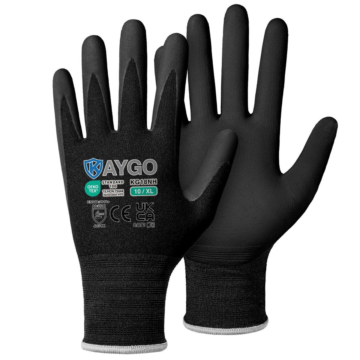 KAYGO Safety Work Gloves MicroFoam Nitrile Coated 12 Pairs, KG18NB