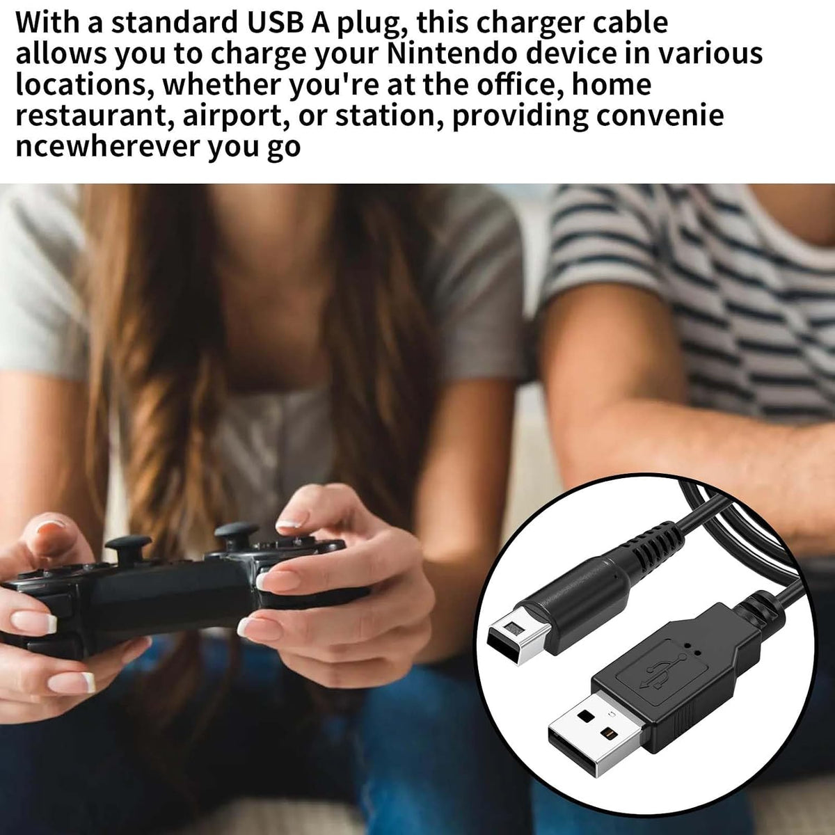 USB to DSi 3DS XL Universal Charging Cable Power Cord Adapter 1 PCS 1.2m