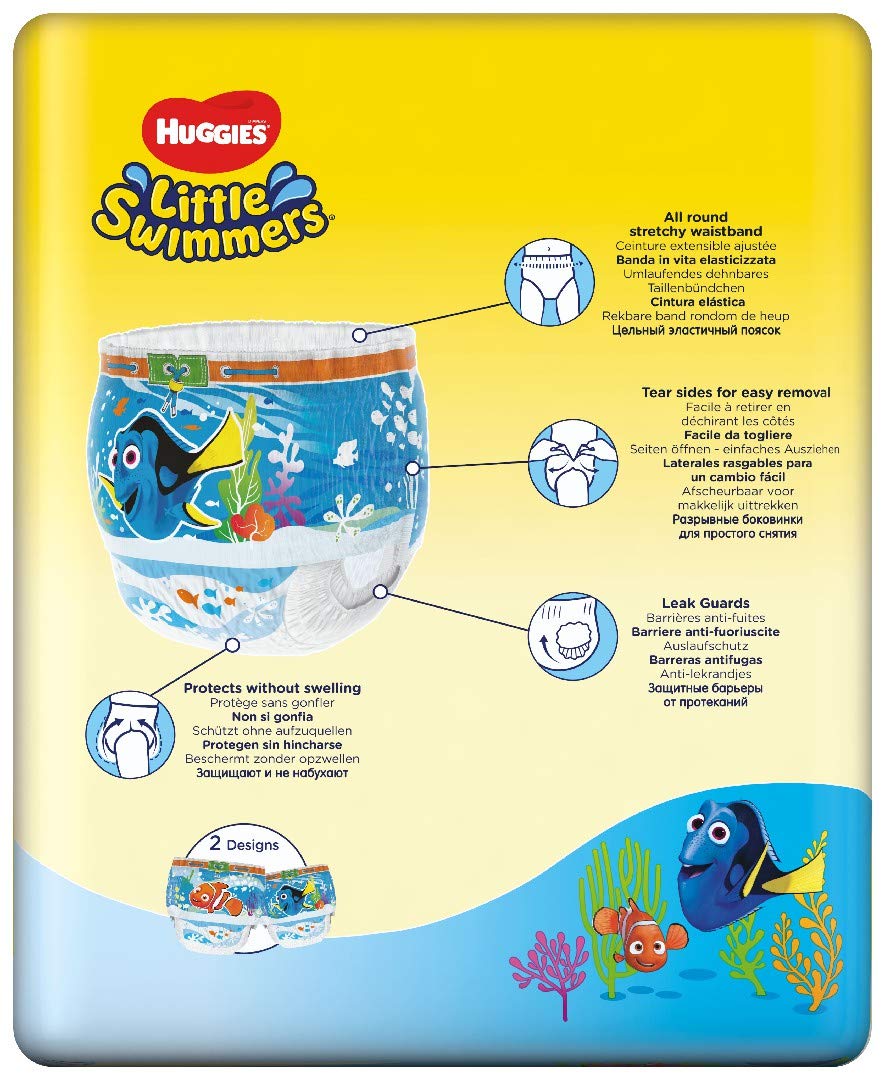 Huggies Little Swimmers, Swim Nappies, Size 5-6 - 33 Pants - Maximum Protection Swimming Nappies with Leak Guards - All-Round Stretchy Waistband
