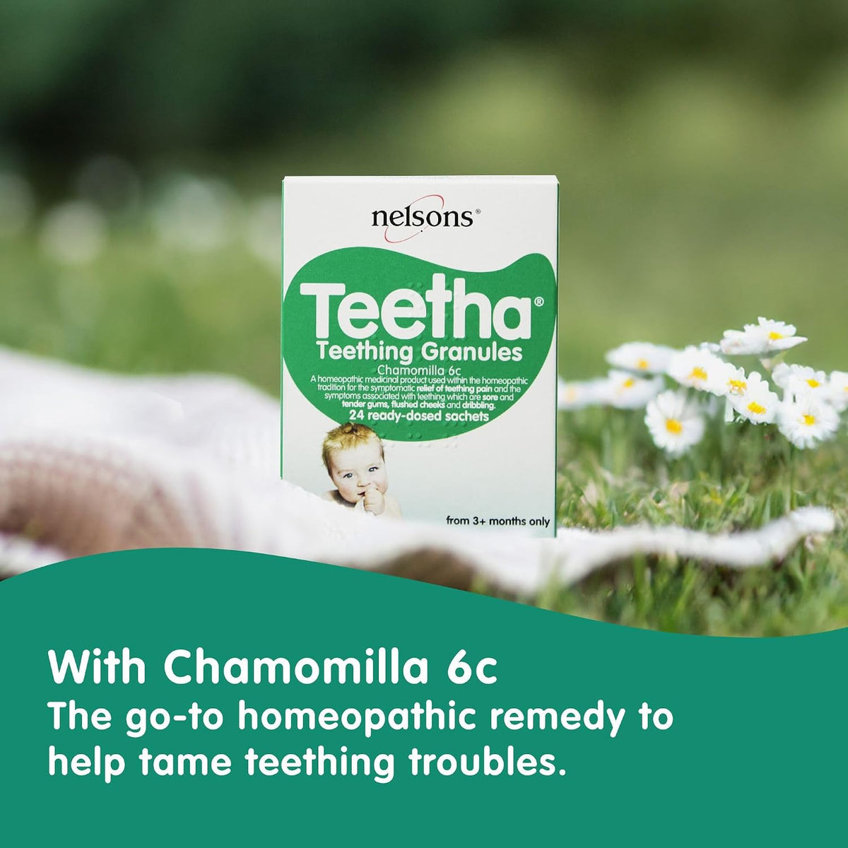 Teetha Baby Teething Granules (40 Sachets) 3+ Months, Homeopathic Relief For Soothing & Calming Teething Symptoms, Baby Teething Ready-Dosed Sachets