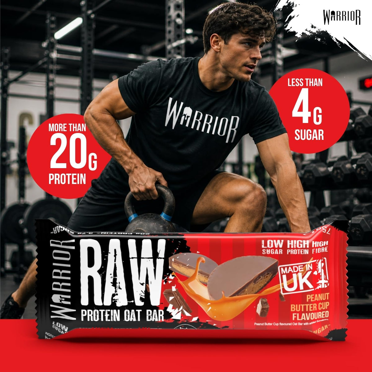 Warrior RAW Protein Bars 12 x 75g High Protein Oat Flapjack Snack
