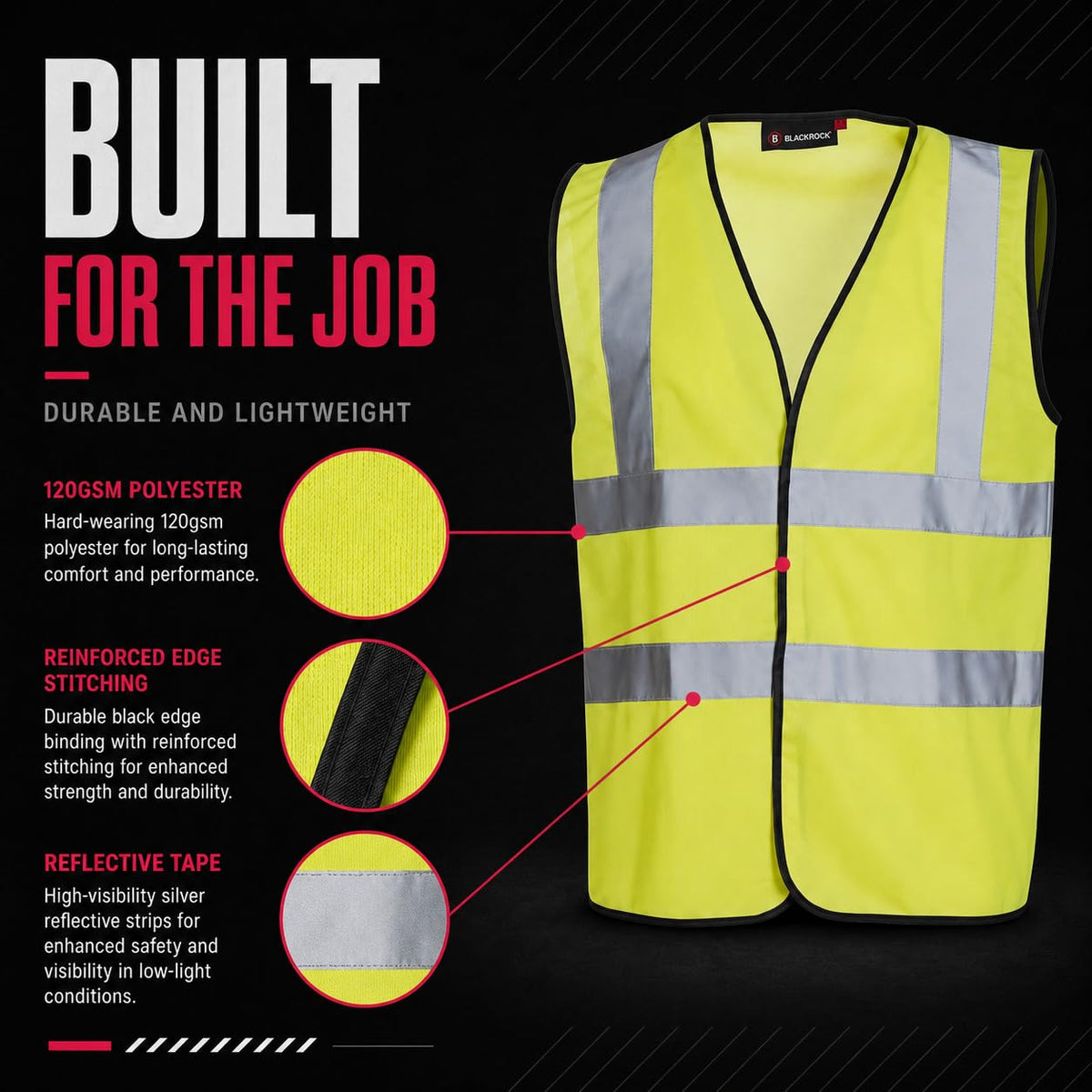 Blackrock Yellow/Orange Hi Vis Vest, High Vis Vests, Hi-Vis Jackets, High Visibility, Safety Vest, Reflective, Hivisible PPE, Hi Viz, Security Vests, Workwear, Work, Cycling, Mens Womens