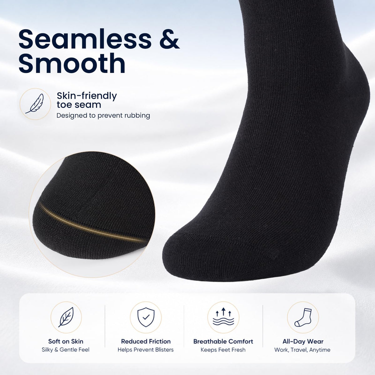 Mens Socks, 6/12 Pairs Cotton Business Socks for Men
