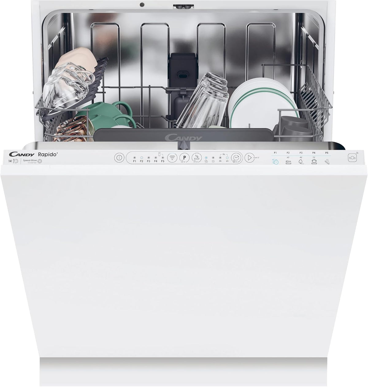 Candy Integrated Slimline Dishwasher, 9 Place Settings, E Class