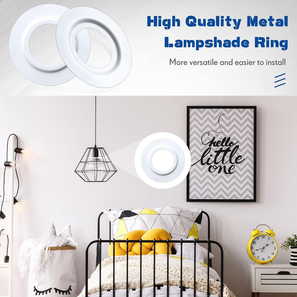 2 Pieces Metal Lamp Shade Reducer Ring for ES/E27 to BC/B22 Plate Light Fitting Lampshade Washer Adaptor Converter (White)