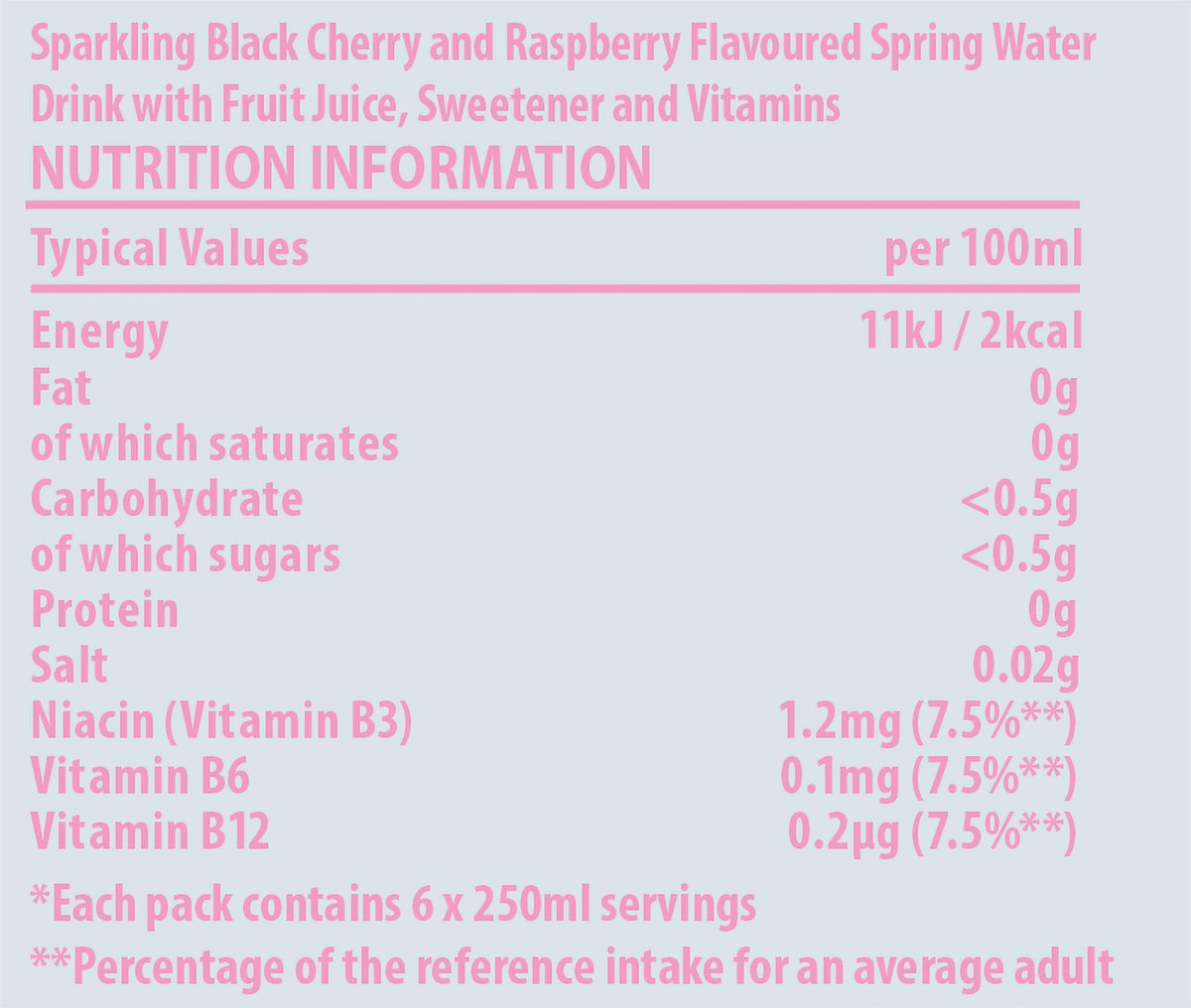 Rubicon Spring Black Cherry Raspberry Flavoured Water, 12 Pack, 330ml Cans