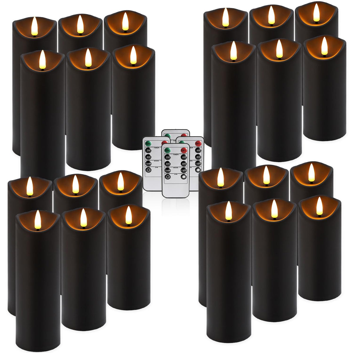 LIVEN Flickering Flameless Candles Battery Operated with Remote,Led Pillar Candles with Realistic Moving Wick Candles for Halloween,Christmas,Home Decor Pack of 12 (D2.2 xH 5" 6" 7")(White)