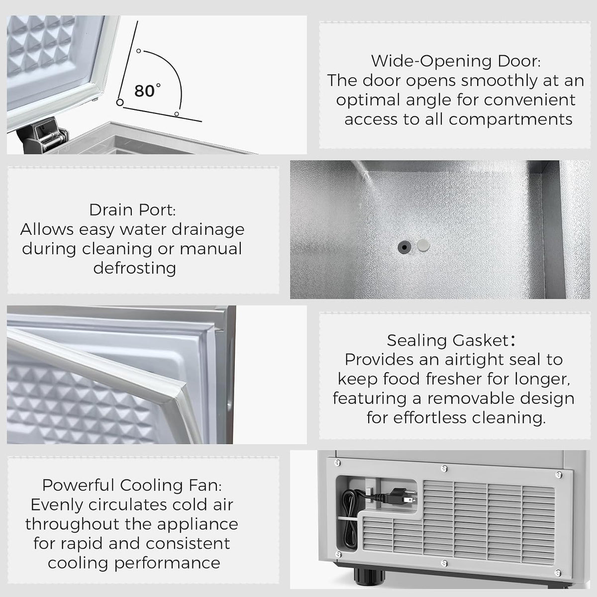 YASHE 100L Chest Freezer, Compact Deep Freezer with 2 Baskets, White