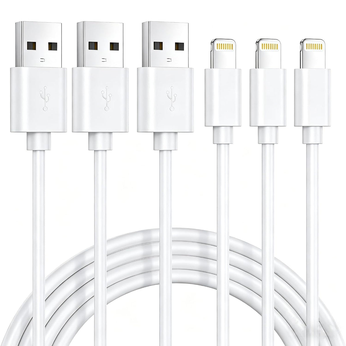 3 Pack iPhone Charger Cable 1.8M [Apple MFi Certified] Lightning to USB Cable Lead 6 Foot, 2.4A Fast Charging Cable for iPhone 14 13 12 11 Pro Max XS XR X 8 7 6 Plus 5, iPad and iPod