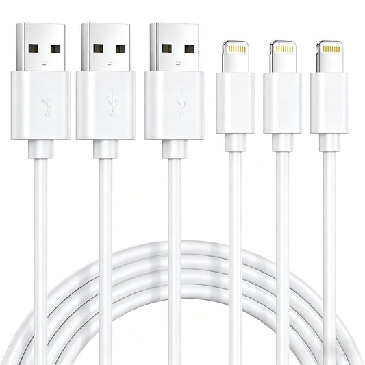 3 Pack iPhone Charger Cable 1.8M [Apple MFi Certified] Lightning to USB Cable Lead 6 Foot, 2.4A Fast Charging Cable for iPhone 14 13 12 11 Pro Max XS XR X 8 7 6 Plus 5, iPad and iPod
