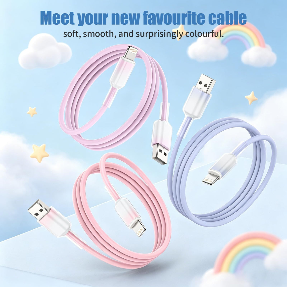 3 Pack iPhone Charger Cable 1.8M [Apple MFi Certified] Lightning to USB Cable Lead 6 Foot, 2.4A Fast Charging Cable for iPhone 14 13 12 11 Pro Max XS XR X 8 7 6 Plus 5, iPad and iPod