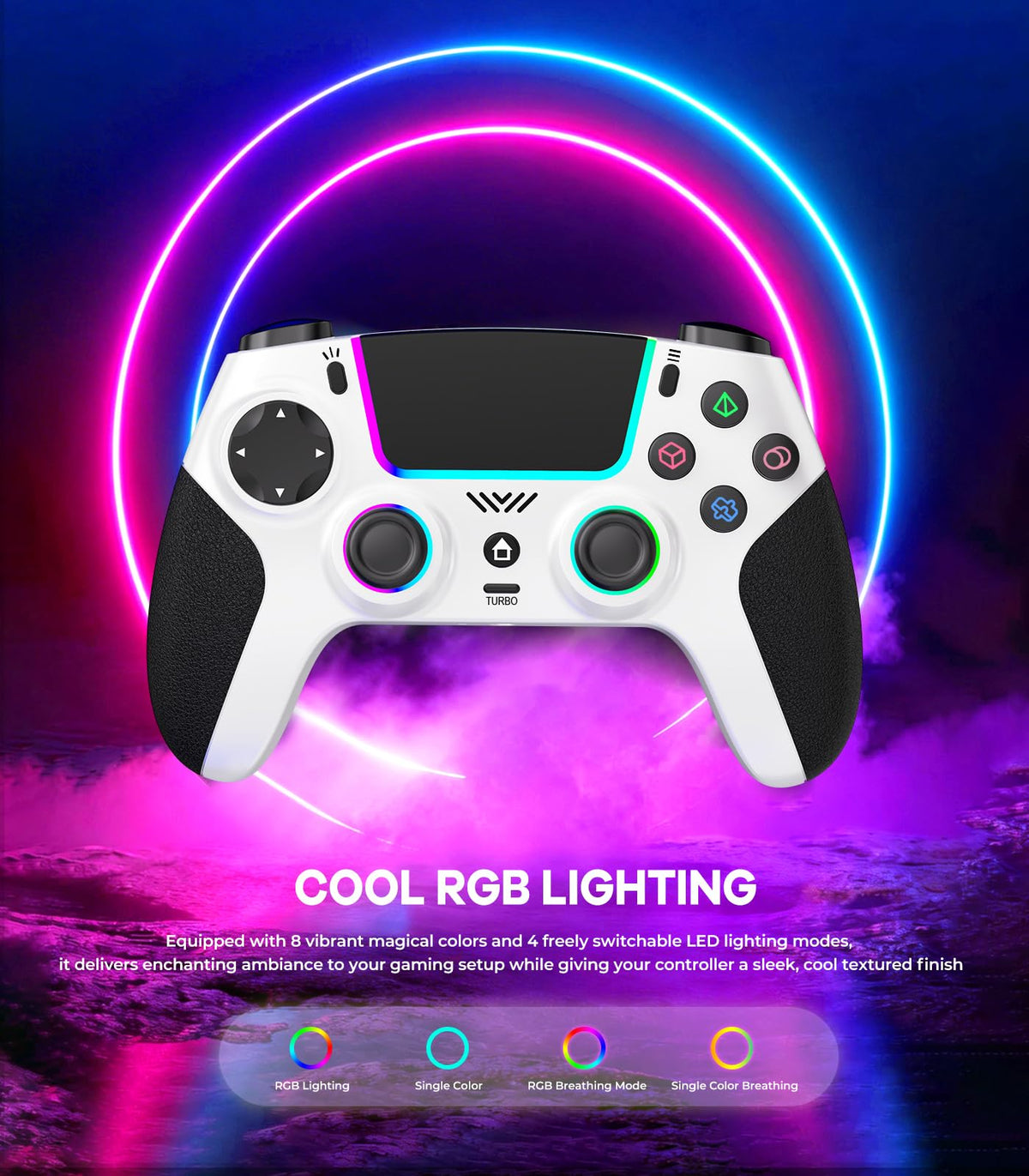 SFGSUP Wireless Pro Controller for PS5, PC, Mac, Steam Deck, Blue-White