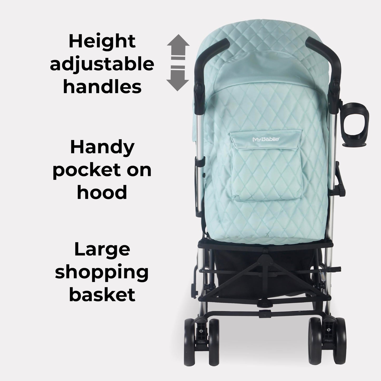 My Babiie MB51 Stroller – from Birth to 4 Years (22kg), Lightweight, Umbrella Fold, Travel Buggy for Toddlers, Pushchair Includes Footmuff, Cup Holder, Rain Cover - Blush Pink