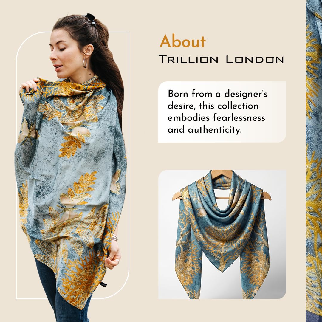 Trillion London® Silk Shawl Birthday Gifts for Women - Designer Silk Scarf