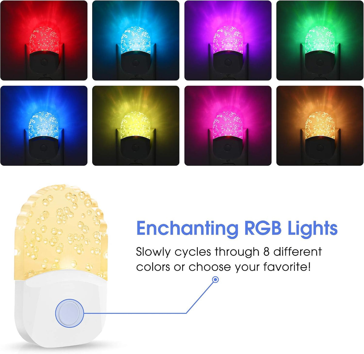Emeritpro Night Light Plug in Wall with Dusk to Dawn Sensor, Warm White+RGB