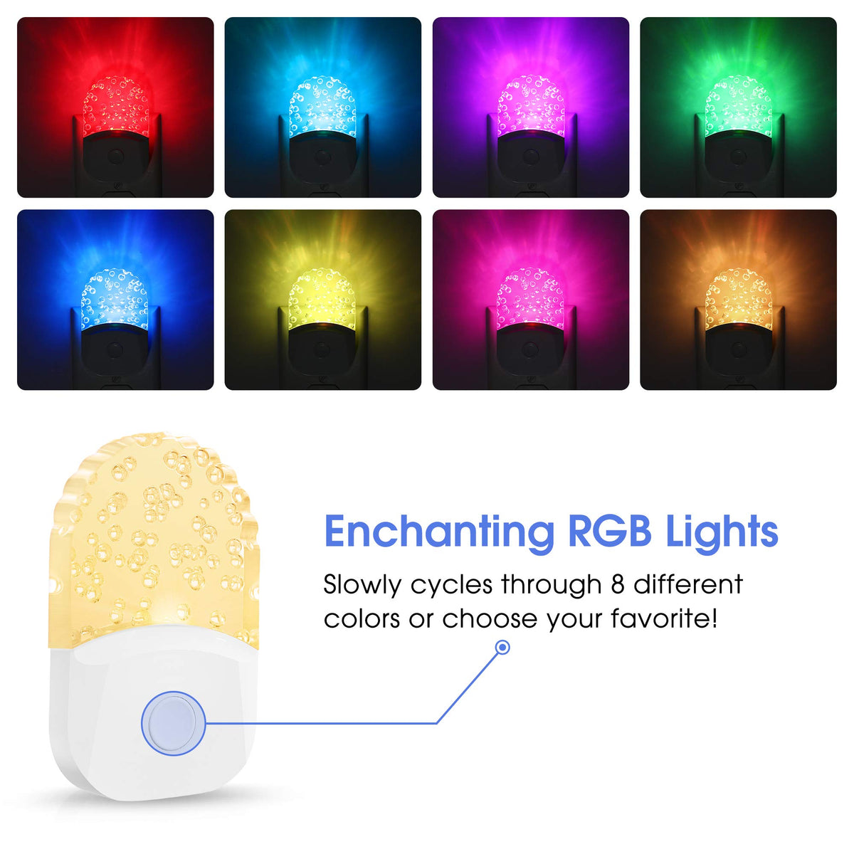 Emeritpro Night Light Plug in Wall with Dusk to Dawn Sensor, Warm White+RGB