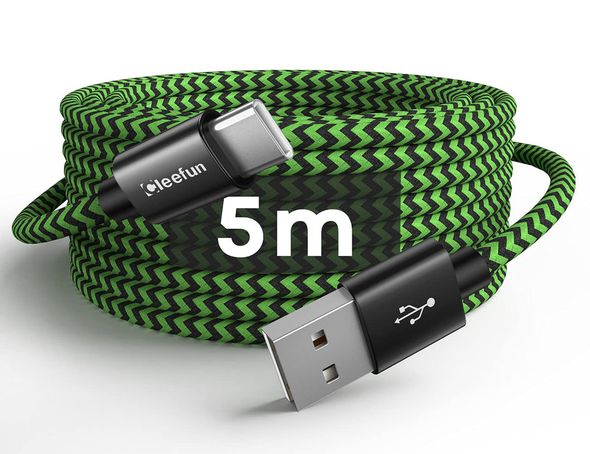 CLEEFUN 3M USB C Cable (2-Pack), Long PS5 Controller Charger Fast Charging