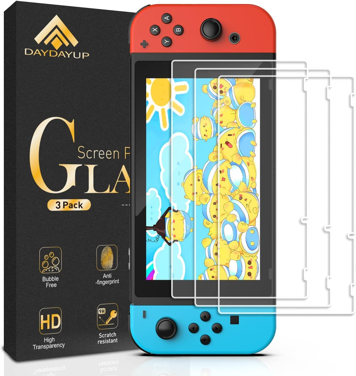 daydayup [3 Pack] Screen Protector Tempered Glass for Nintendo Switch - Hestia Goods Transparent HD Clear Anti-Scratch Screen Protector for Nintendo Switch