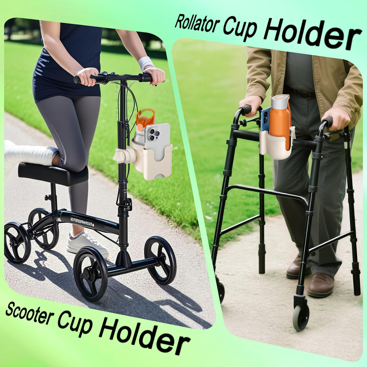 2-Pack Pram Cup Holder with Phone Holder, Universal Pram Buggy Accessories