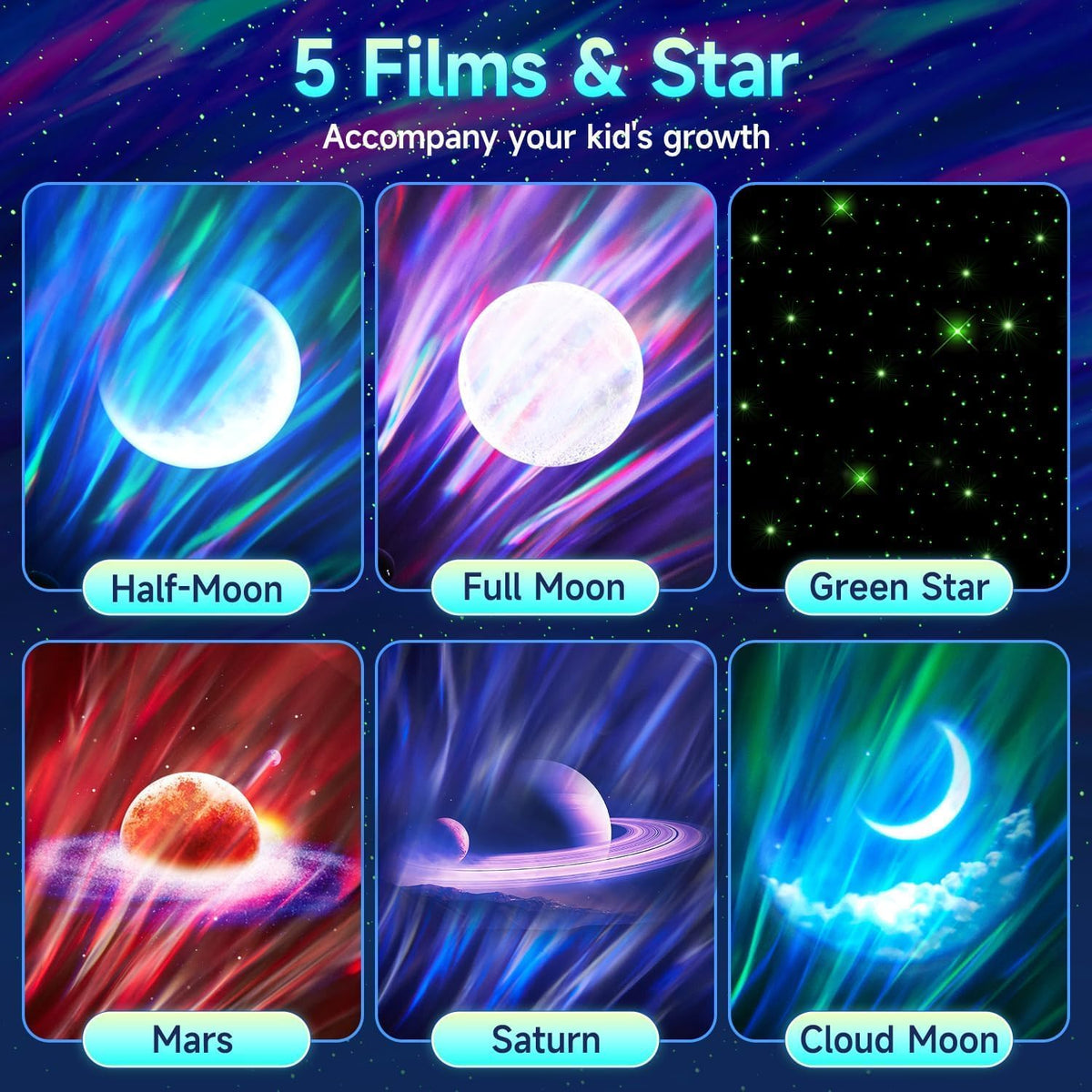 OneFire Galaxy Projector 16 Color Teenage Girl Gifts 5 Films Star Projector