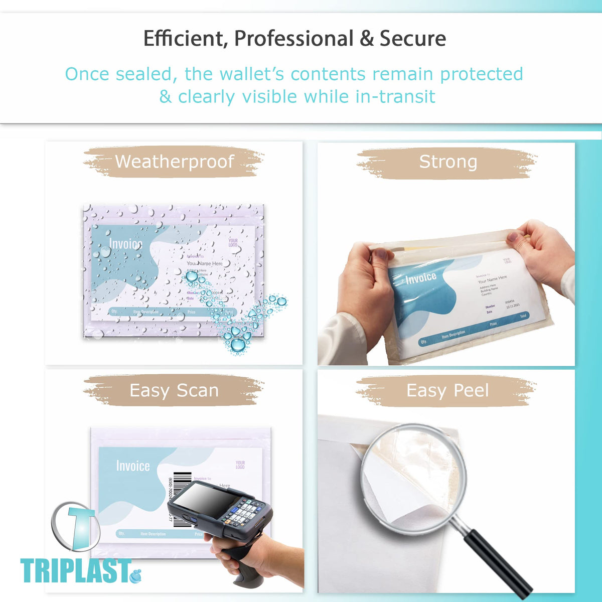 Triplast 1000 x A7 Plain Document Enclosed Wallet (95 x 125 mm) | Peel & Seal Clear Plastic Envelopes/Sleeves/Pockets/Wallets | Attach Invoices, Packing Lists & Delivery Notes to Parcels